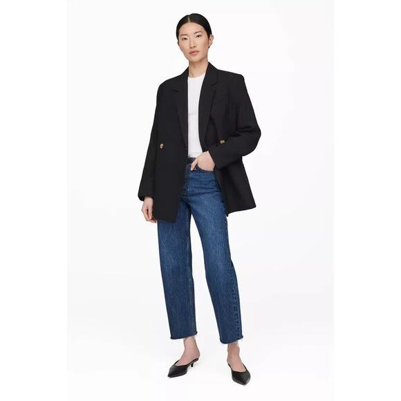 Anine Bing NWT Gavin Washed Blue Jeans Raw Hem Size 28 Straight Leg High Waist - Picture 5 of 11